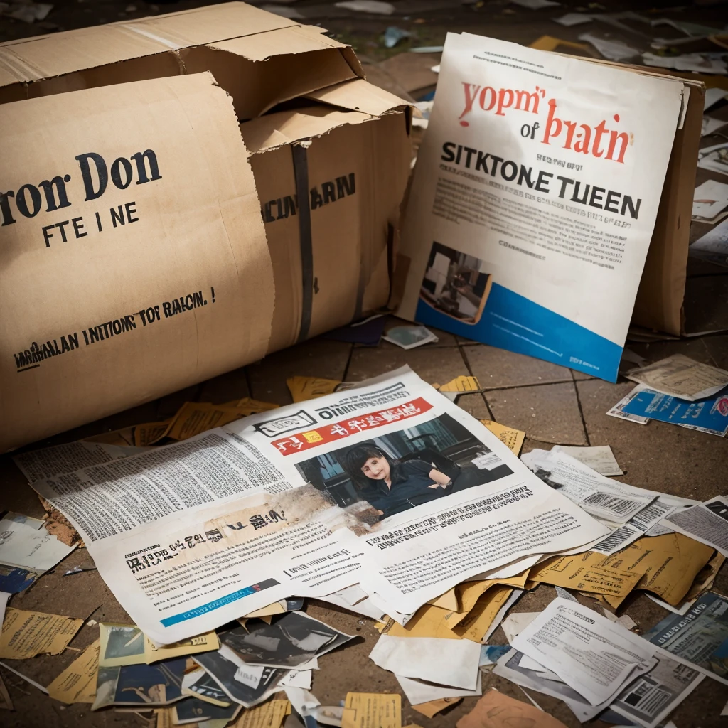 Torn and discarded advertisement