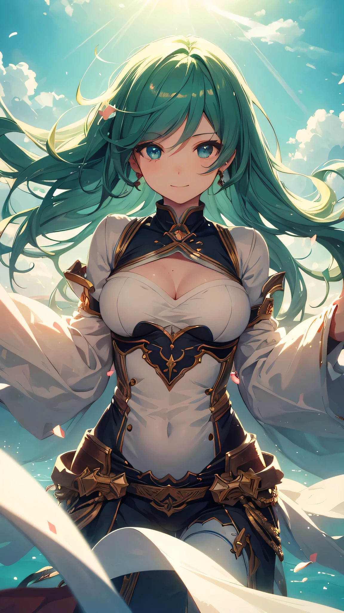 Peppermint-themed artwork, ((Highest quality)), High resolution, 8k, Cinematic Light, High Contrast, Written boundary depth、smile、sharp、beautiful, Strong brilliance, Detailed Background, One Girl, cute, fine grain, Shining Eyes, Detailed Iris、 sunlight、Fresh breeze、