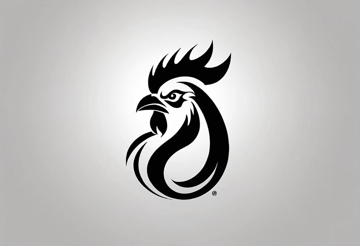 negative space logo silhouette Rooster angry shape , face looking to the left side, low detail, luxury, very simple, connocation, vector, 2D, modern white and black company logo