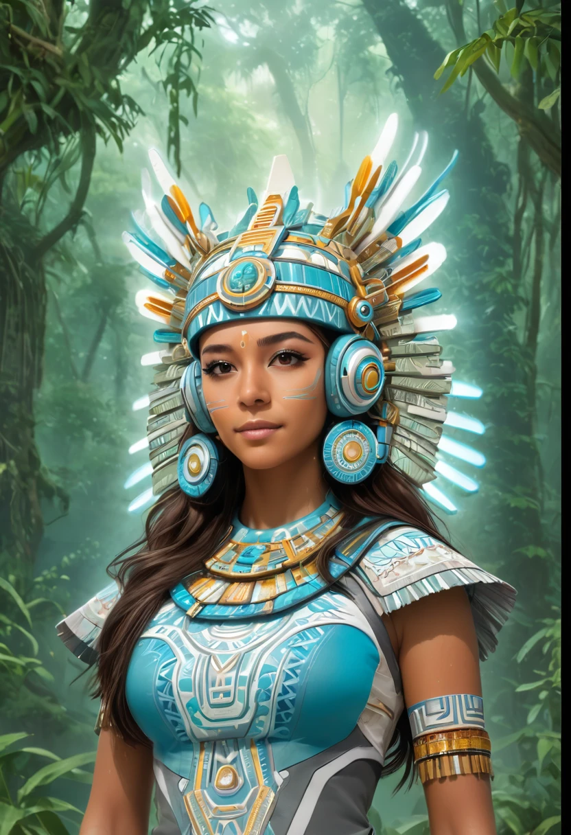 she is in a disco with colored lights reflecting onto her skin, cute girl, latina, button nose, age 23, young. lights on her skin cute indian woman with a button nose, age 23, young. straight hair parted in the middle. Native American style hair, maybe pony tails. beautiful, 1980s hip hop clothing,. maroon leather jacket with many silver zippers. zippers are angled. and shinny. bling bling. sparkling zippers. hair, in a 1970s
2077_Style, glowing earings. futuristic tech glasses, MR glasses. on
beautiful. she is shown from the waist up. Sh is looking aways from the camera. city in the background. she is wearing an Adidas maroon turtle neck, with aqua blue, touquise. three stripes. adidas. posed from the waist up. looking aways from the viewer. freckles smiling with a separate buck teeth.