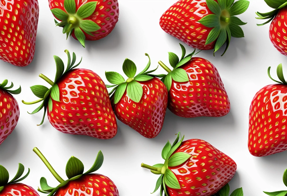 hyper realistic 3D strawberry, on white background, isolated