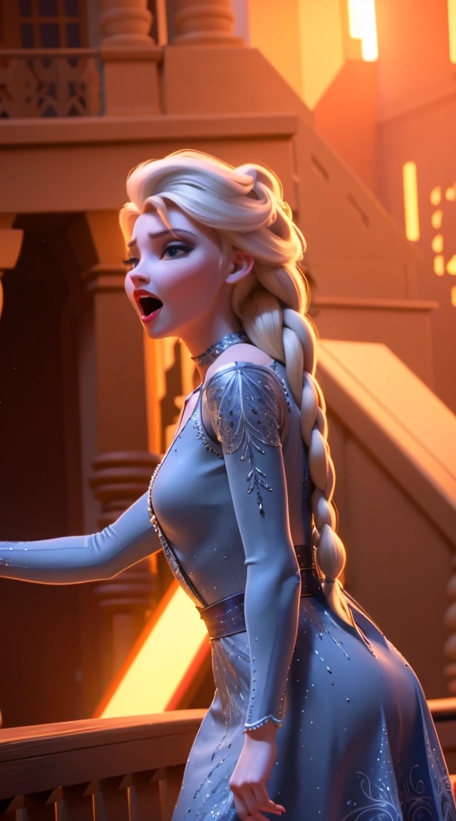 a beautiful woman with long flowing hair singing passionately on a stage, detailed face and expression, intricate dress, stage lights and smoke, dramatic lighting, photorealistic, 8k, best quality, masterpiece