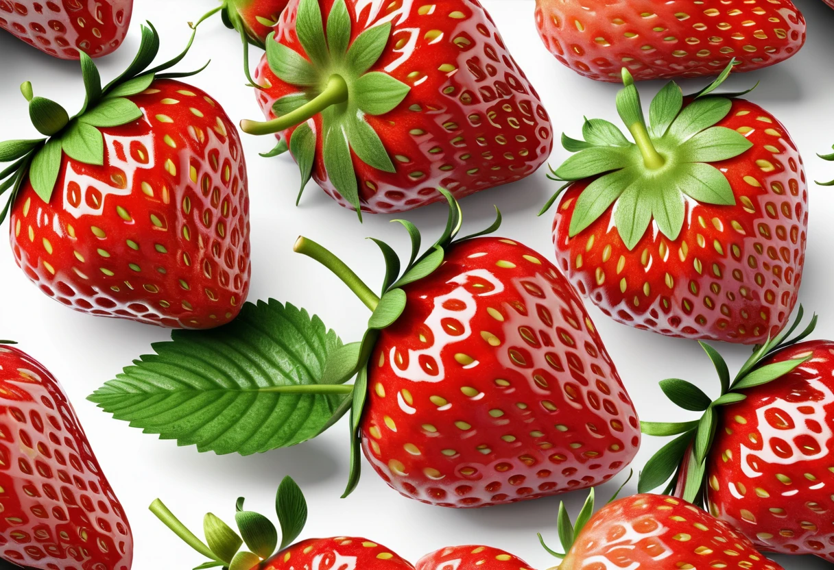 hyper realistic 3D one strawberry, on white background, isolated