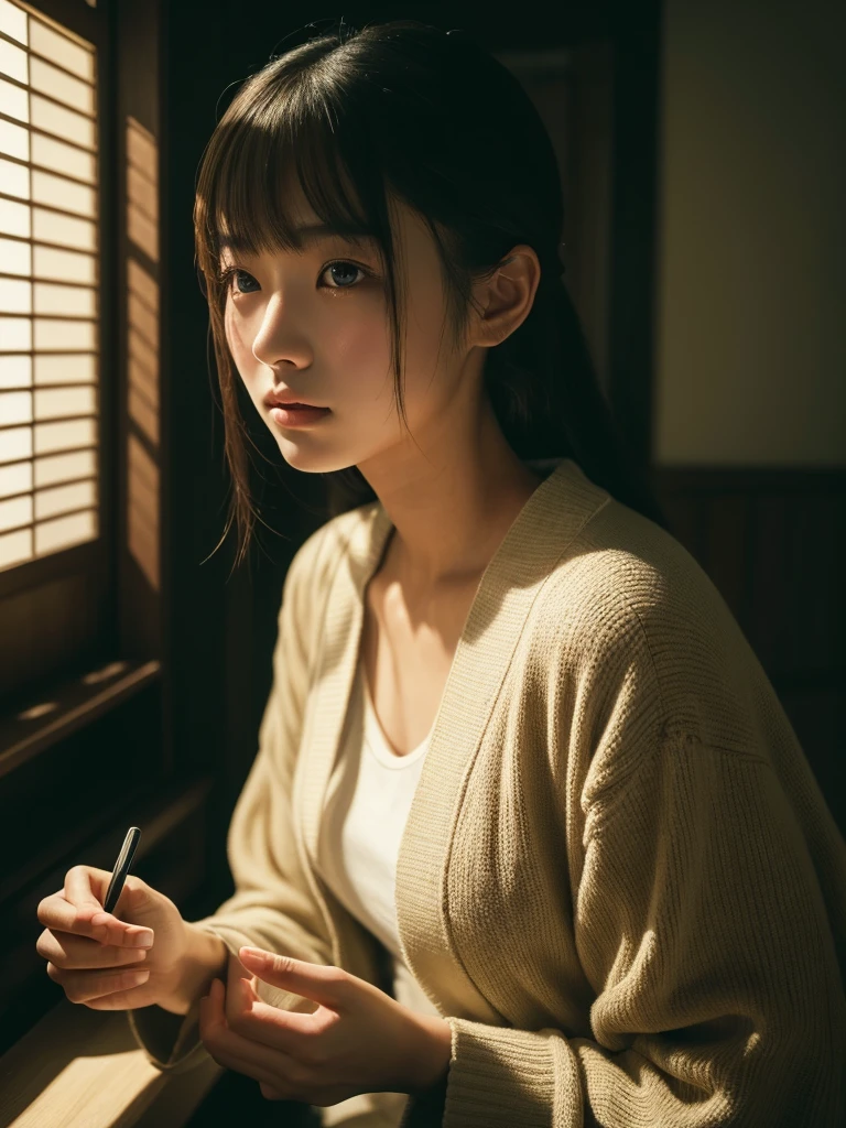 ((best quality)), ((masterpiece)), (Cinematic Aesthetic:1.4) Photo of a beautiful
lady ,japanese girl,20yo,
Ajia,mysterious,portrait ,light and shadow