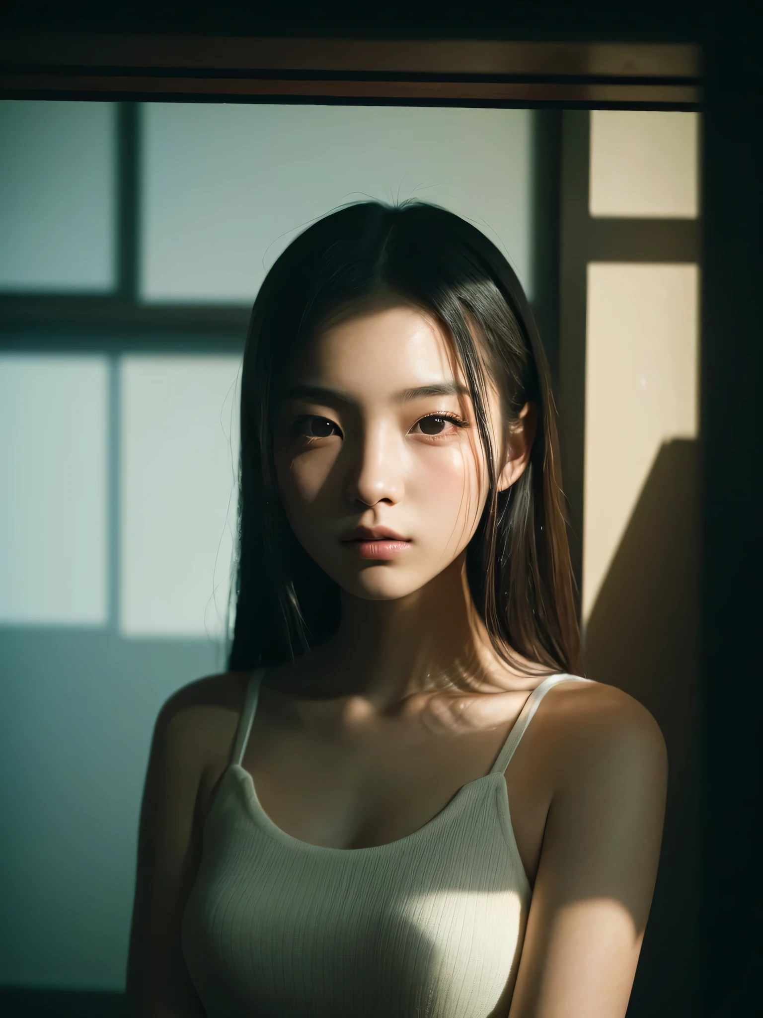 ((best quality)), ((masterpiece)), (Cinematic Aesthetic:1.4) Photo of a beautiful 
lady ,japanese girl,20yo,
Ajia,mysterious,portrait ,light and shadow 