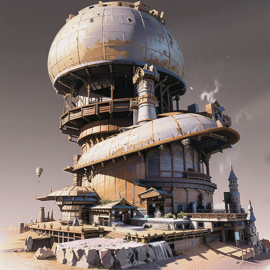 (masterpiece:1.2), best quality, masterpiece, high resolution, The original, Extremely detailed wallpaper, Perfect lighting, CG,realism,painting,Unreal Engine,Concept Art,grey_background,landscape, architecture,European style,huge,desert，warm color，，remains