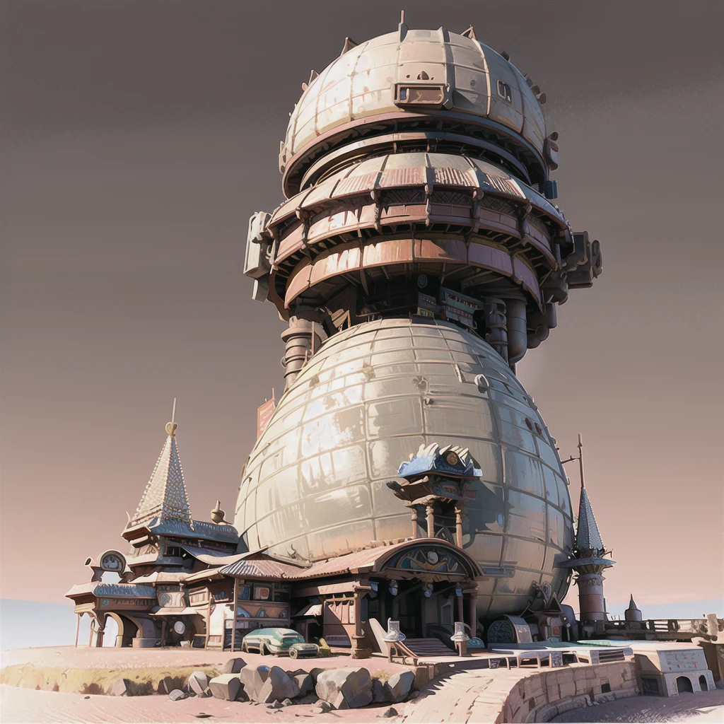 (masterpiece:1.2), best quality, masterpiece, high resolution, The original, Extremely detailed wallpaper, Perfect lighting, CG,realism,painting,Unreal Engine,Concept Art,grey_background,landscape, architecture,European style,huge,desert,warm color,,remains