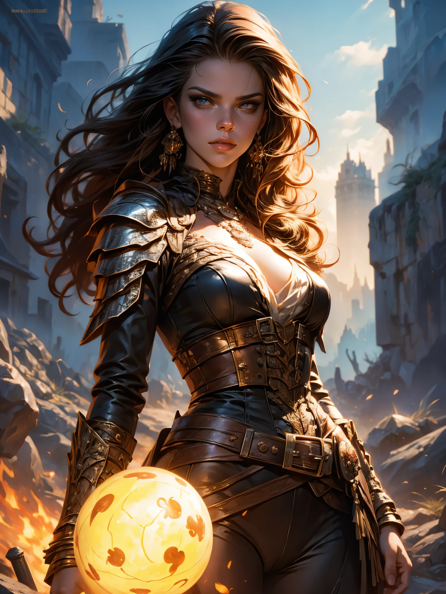 a young lady from the early 18th century based on Scarlett Johansson, dungeons and Dragons 5th edition fantasy illustration, highly detailed cinematic fantasy portrait, black outlining, full color illustration, in the style of BORIS VALLEJO & JULIE BELL, masterpiece, 8k, ultra-detailed, physically-based rendering, vivid colors, dramatic lighting, intricate background, fantasy, photorealistic