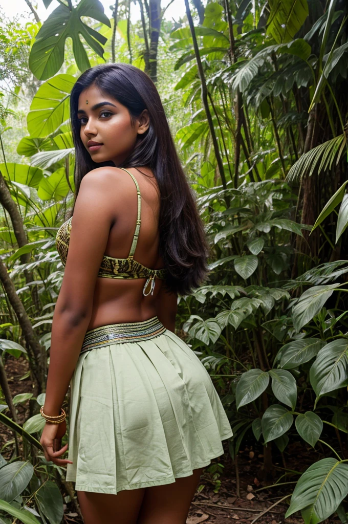 Big ass beautiful Indian girl in skirt in jungle.