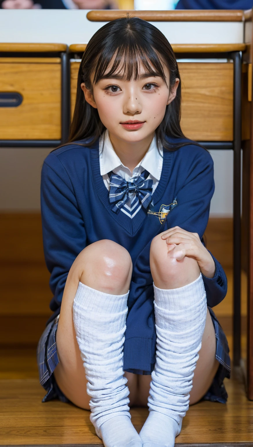 (photorealistic:1.4), best quality, masterpiece, raw 32k photo, (extremely detailed japanese beautiful girl), (extremely detailed eyes:1.2),(baby face), (cute face:1.2), ultra-detailed, ultra high res, amazing, BREAK,sitting,
(school uniform:1.5),detailed school girl, (disneyland:1.4), beautiful detailed girl, bangs, cute face, miniskirt,(baggysocks)