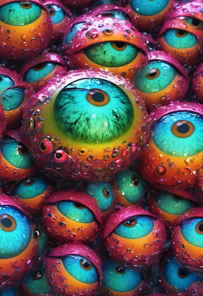 a detailed ((rolling eyeballs)) in a , cosmic watery dimension using crystal clear effect , ((wet effect)) , shimmering vibrant , blackpitch background using hd , 32k high resolution, clear grahpic , high quality image in 32k resolution.