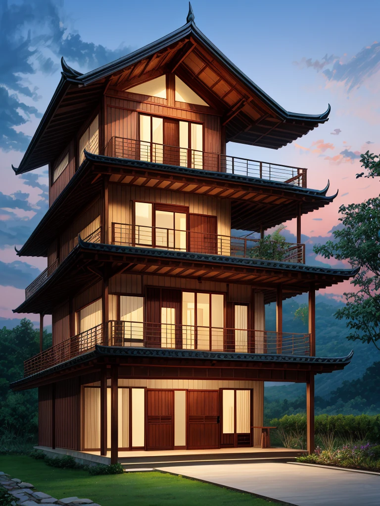 Thai style wooden house,Big Back,beautiful