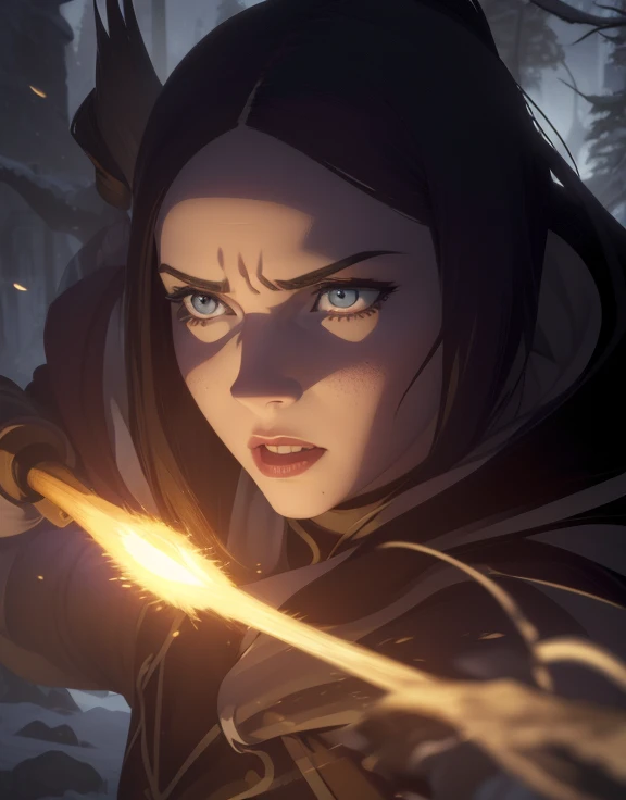 A female mage in a magical battle, (1girl,beautiful detailed eyes,beautiful detailed lips,extremely detailed face,longeyelashes) wielding powerful arcane magic, dramatic pose, epic fantasy scene, mystical dragon, intricate magical effects, volumetric lighting, cinematic composition, dramatic lighting, vibrant colors, (best quality,4k,8k,highres,masterpiece:1.2),ultra-detailed,(realistic,photorealistic,photo-realistic:1.37),concept art, digital painting