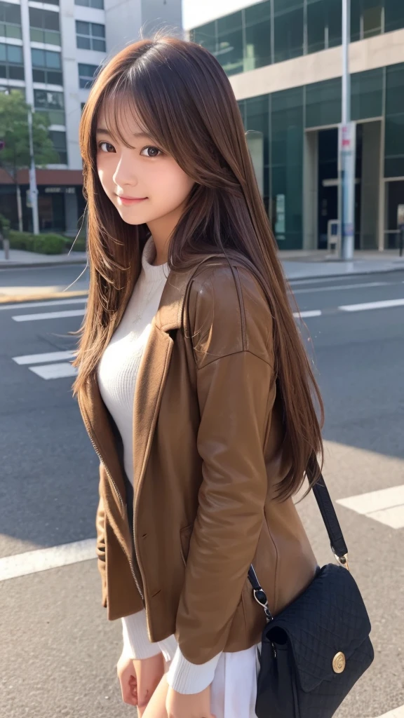 A female student with long brown hair
