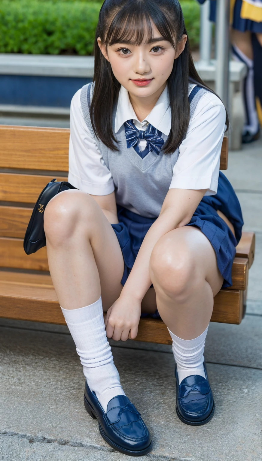 (photorealistic:1.4), best quality, masterpiece, raw 32k photo, (extremely detailed japanese beautiful girl), (extremely detailed eyes:1.2),(baby face), (ta),(14 yute face:1.2), ultra-detailed, ultra high res, amazing, BREAK,sitting,
(school uniform:1.5),detailed school girl, (disneyland:1.3), beautiful detailed girl, bangs, cute face, miniskirt,(loafers),(baggysocks),panties