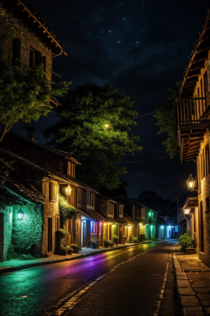An village with Rgb lights and HDR effect