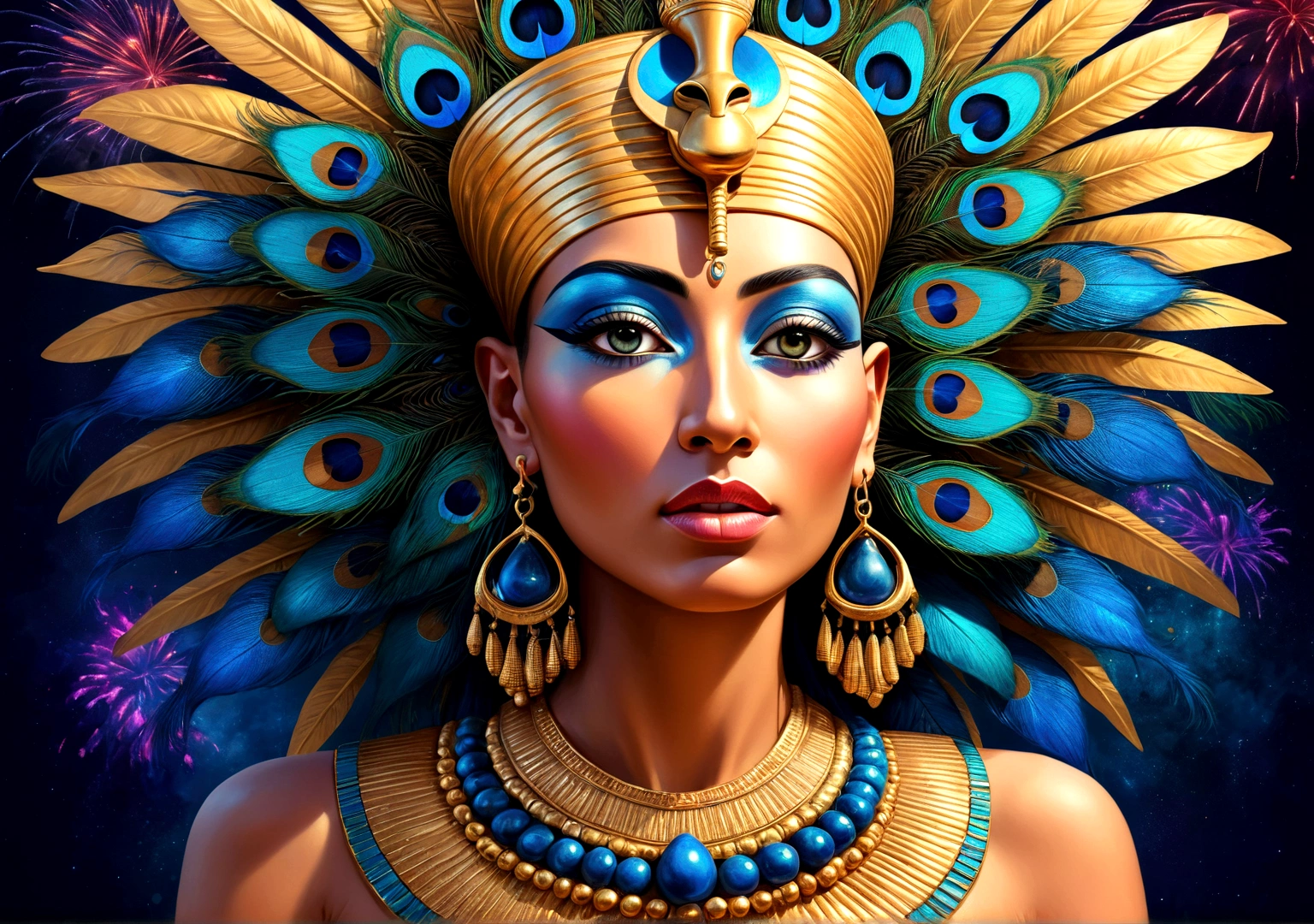 egypt king tutankhamun,With peacock blue earrings,side,臉上There is colored light,Spraying colorful fireworks from the mouth,There is colored light, Psychedelic effects, Psychedelic Digital Art, digital visual art, mind-bending digital art, Colorful digital art, Vibrant digital painting, Colorful digital painting, psychedelic art style, Vibrant digital art, Arte digital colorida, dmt’s journey of enlightenment, dmt color, Colorfull digital fantasy art