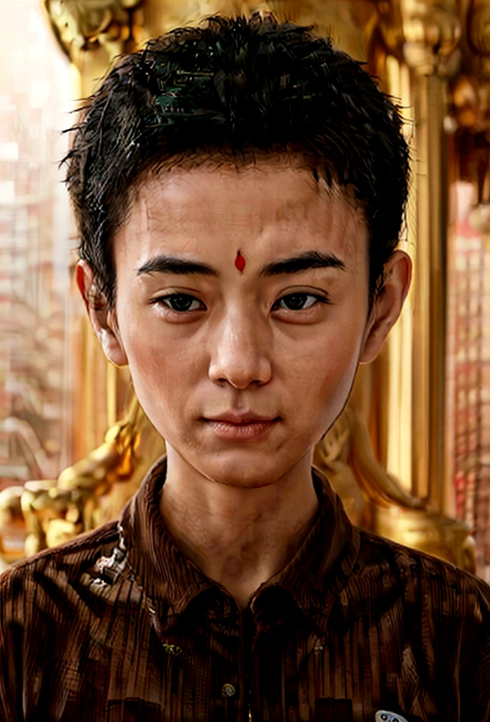 Buddhist Monk Namo Amituofo Greeting Namaste Realistic Image