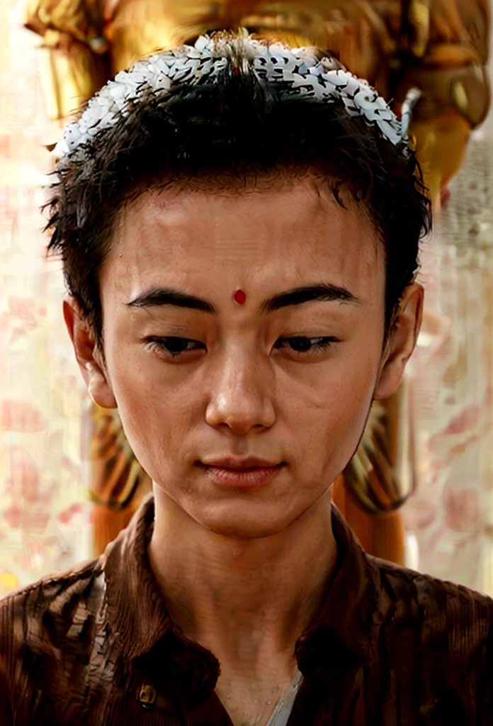 Buddhist Monk Namo Amituofo Greeting Namaste Realistic Image