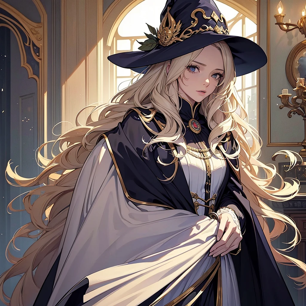 ((best quality)), ((masterpiece)), (detailed),High quality, Ultra detailed, best quality, insanely detailed, beautiful, masterpiece, light color hair,long hair,witch,fearless flyer, cape