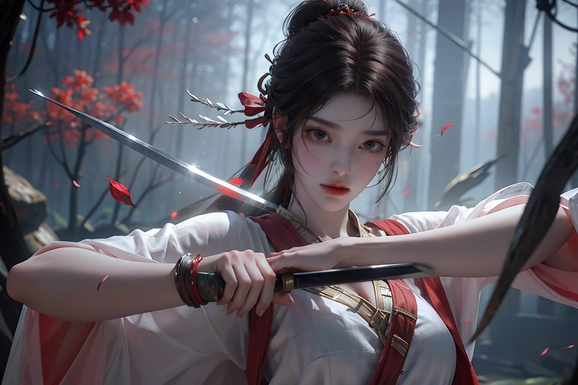 upper body,holding sword, (masterpiece, best quality, high quality, highres, ultra-detailed),