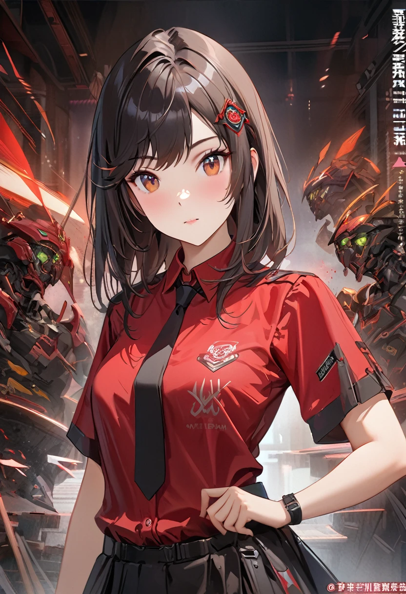 Anime girl wearing red shirt and black tie posing for photo, author：Yang Jie, extremely detailed type germ, Rin Harusaka, type germ jsc, guweiz style artwork, Beautiful digital artwork, type germ. high detail, range murata and type germ, style type germ, Most models | type germ