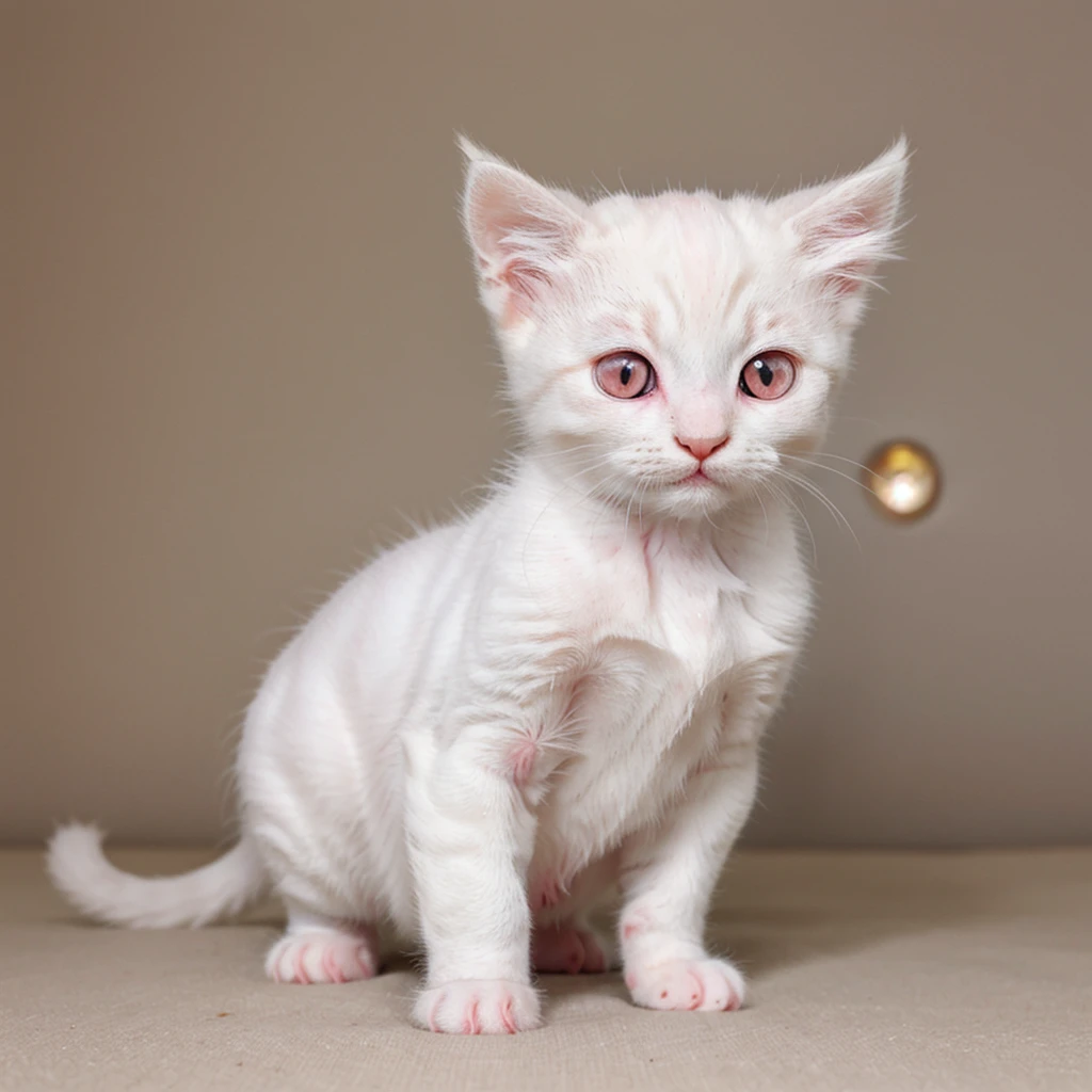 Kitten with red eyes. Albino kitten. Little kitty.