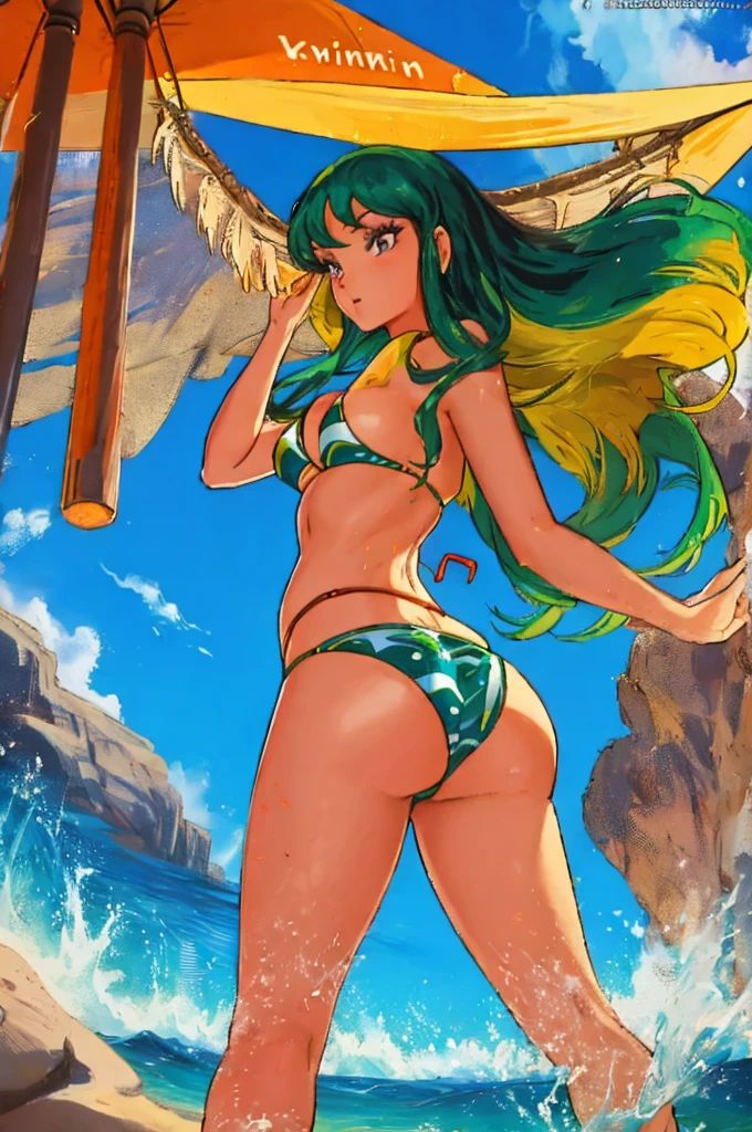 lum,bikini,sexual,high quality,masterpiece,ass,beach