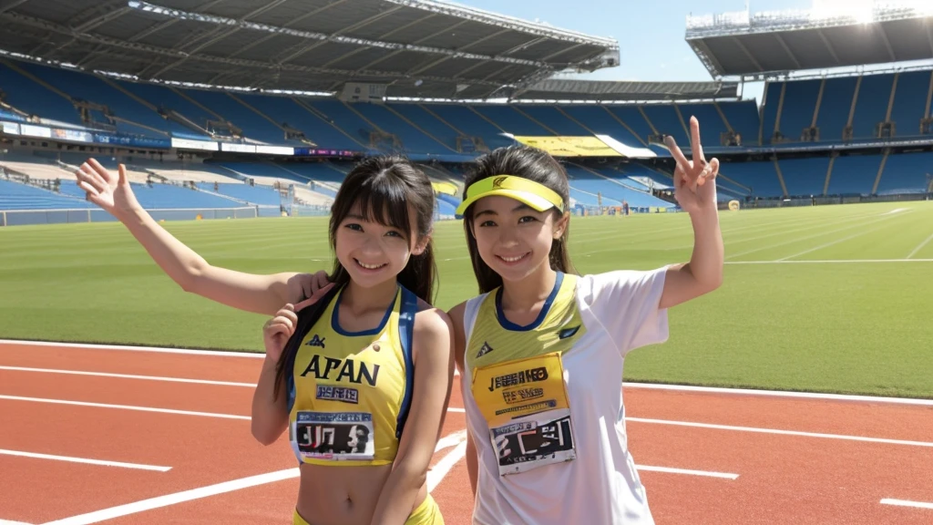Browsing Caution ,Japanese,thin,smile,Athletics Stadium,So the line　3 people
