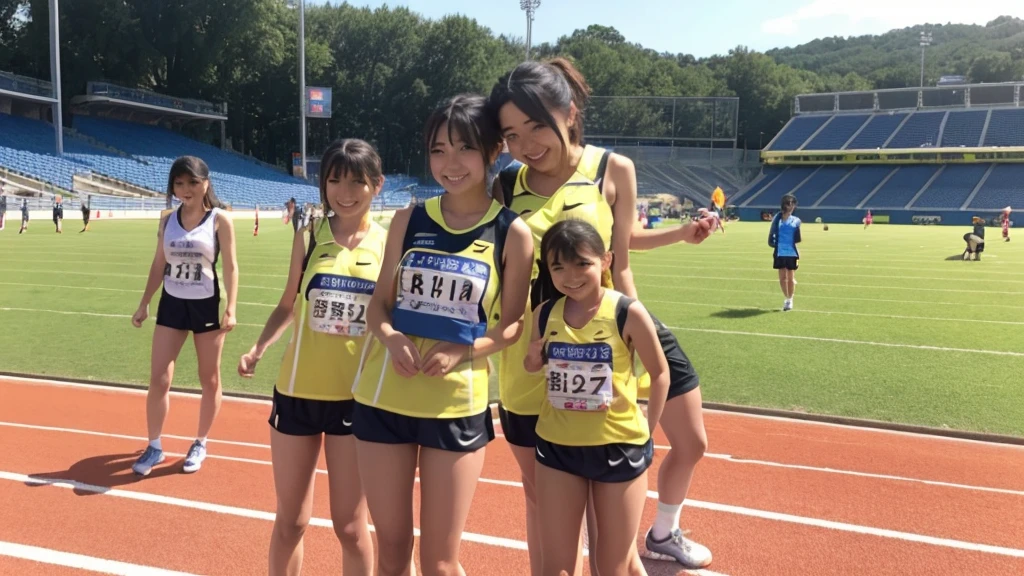 Browsing Caution ,Japanese,thin,smile,Athletics Stadium,So the line、3 people