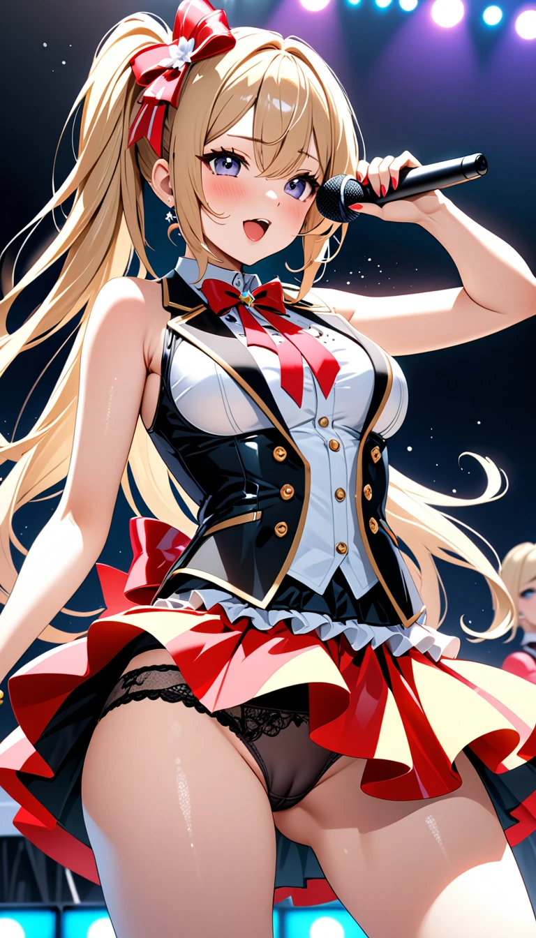 (Masterpiece、Highest quality、Very detailed、4K)、One Woman、Super short skirt、Panties、Idol、((Transcendent))