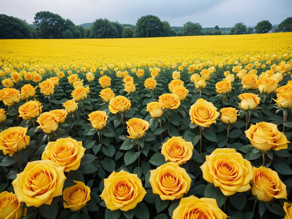 A large bunch of yellow roses landscape