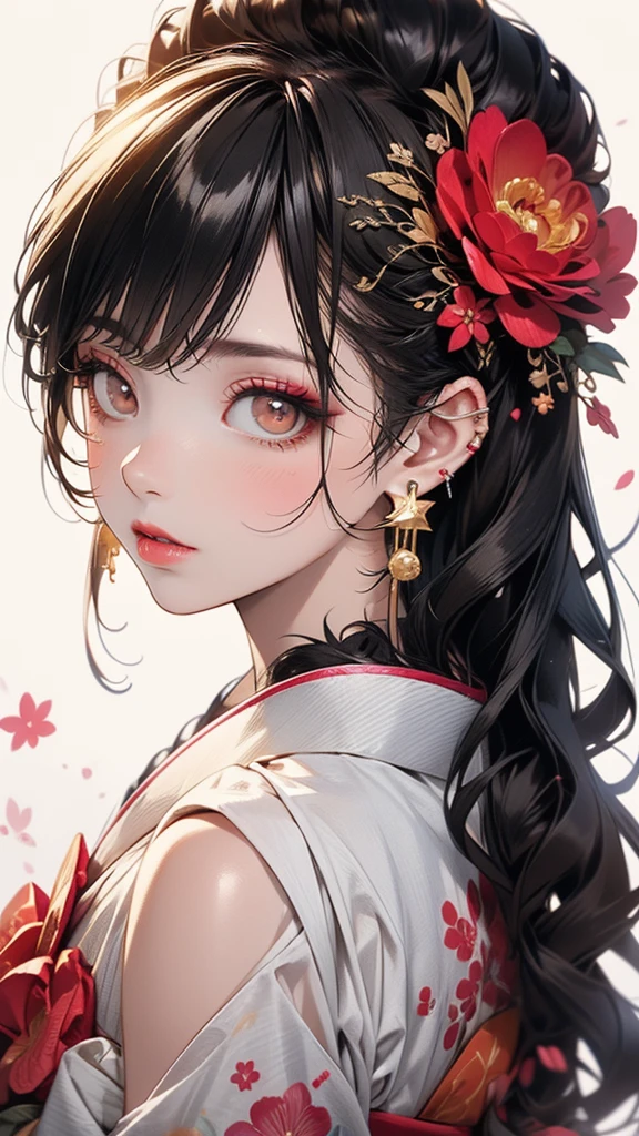 (Highly detailed CG Unity 8k wallpaper),(masterpiece), (Highest quality), (Super detailed), (Best illustrations),(Best Shadow), Cowboy Shot, (Sharp eyeliner, eye shadow, Fine grain:1), Urban Background, ,break , (Star 15 School:1.2), hair ornaments, Certainly! Here is the detailed prompt in English for creating a high-resolution AI image based on your description:

“A stunning young woman in a sheer, see-through Furisode kimono with intricate peony flower patterns. She is 25 years old with long, straight brown hair, adorned with luxurious hair ornaments. Her eyes are brown, accentuated with subtle red eyeshadow around them, and she has long, lush eyelashes. She wears small earrings on her earlobes and has a thin tattoo running from her cheek to her neck. Her lips are painted with a rich rouge lipstick, giving her a seductive gaze. The background is opulent and lavish, enhancing the elegance of the scene. The entire image is high-definition, capturing every detail meticulously.”

