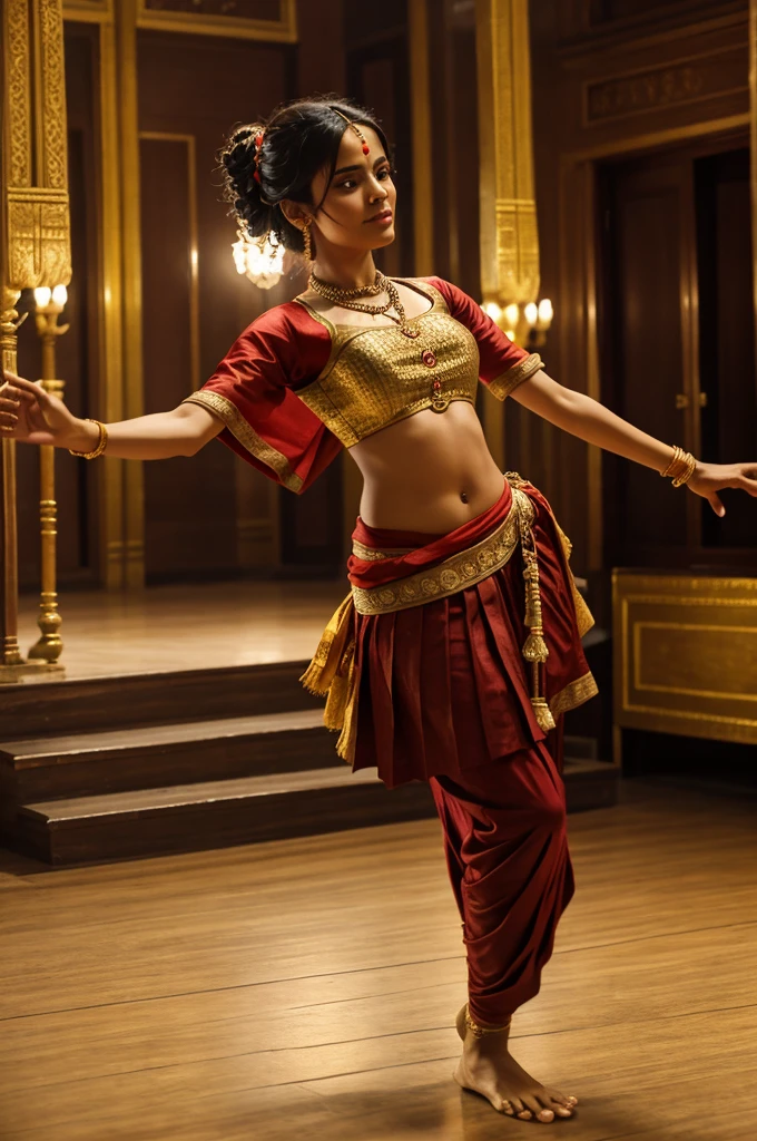 Cinematic photo of poor dancing in front of Lord Shankar.