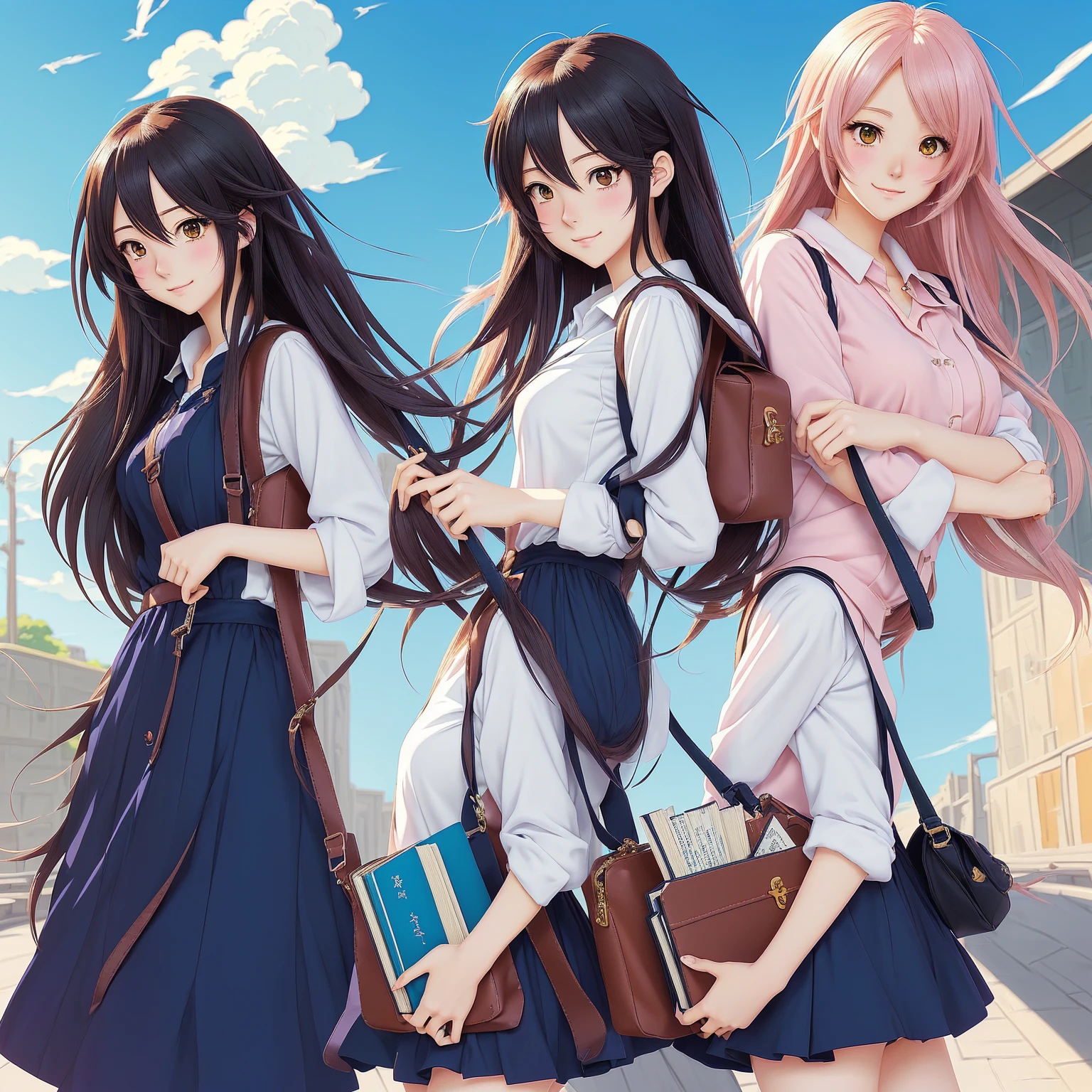 a cartoon girl with a book and purse holding a book, anime art style, anime style character, in an anime style, cute art style, in anime style, anime style illustration, beautiful anime art style, style anime, anime styled, cartoon art style, anime inspired, disney art style, in the art style of bowater, by Yang J, realistic anime art style