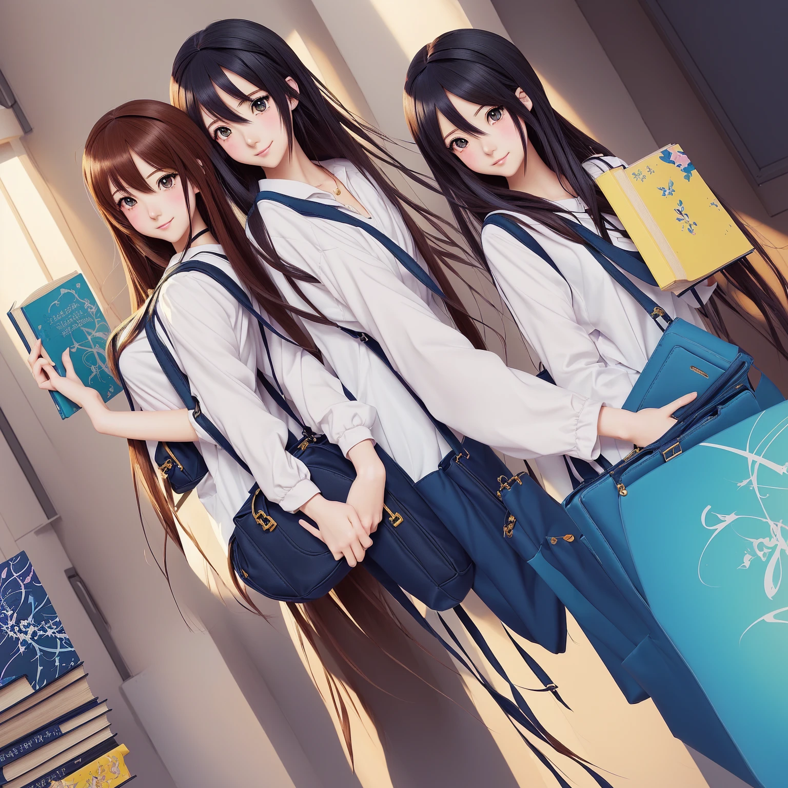 a cartoon girl with a book and purse holding a book, anime art style, anime style character, in an anime style, cute art style, in anime style, anime style illustration, beautiful anime art style, style anime, anime styled, cartoon art style, anime inspired, disney art style, in the art style of bowater, by Yang J, realistic anime art style