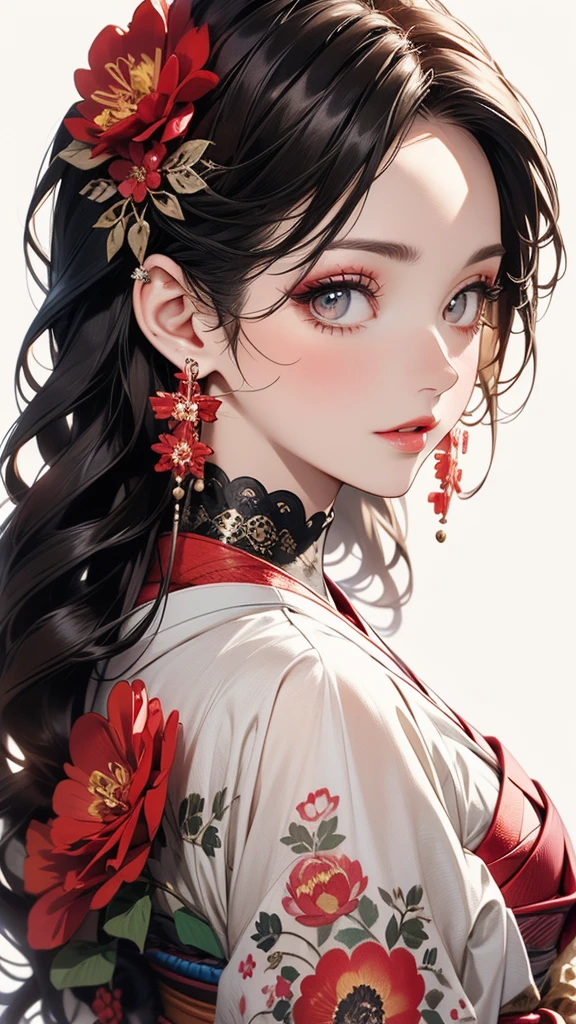 (Highly detailed CG Unity 8k wallpaper),(masterpiece), (Highest quality), (Super detailed), (Best illustrations),(Best Shadow), Cowboy Shot, (Sharp eyeliner, eye shadow, Fine grain:1), Urban Background, ,break , (Star 15 School:1.2), hair ornaments, Certainly! Here is the detailed prompt in English for creating a high-resolution AI image based on your description:
“A stunning young woman in a sheer, see-through Furisode kimono with intricate peony flower patterns. She is 25 years old with long, straight brown hair, adorned with luxurious hair ornaments. Her eyes are brown, accentuated with subtle red eyeshadow around them, and she has long, lush eyelashes. She wears small earrings on her earlobes and has a thin tattoo running from her cheek to her neck. Her lips are painted with a rich rouge lipstick, giving her a seductive gaze. The background is opulent and lavish, enhancing the elegance of the scene. The entire image is high-definition, capturing every detail meticulously.”