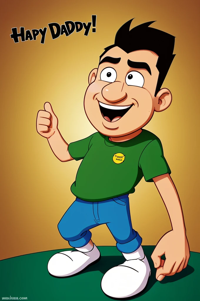 A cartoon characters son wishing happy fathers day