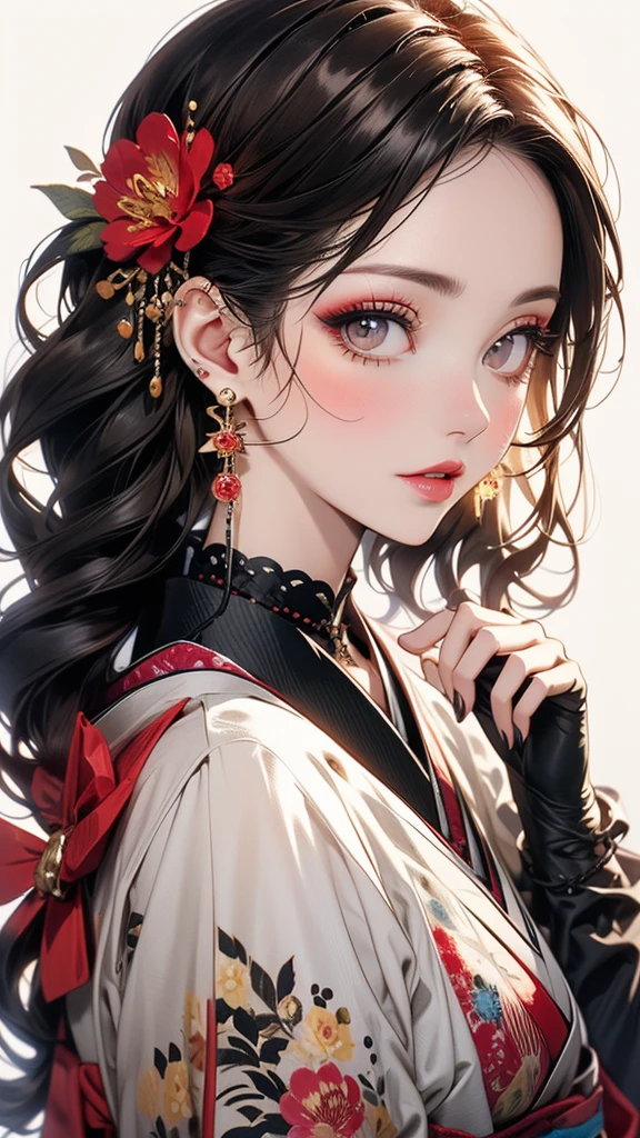 (Highly detailed CG Unity 8k wallpaper),(masterpiece), (Highest quality), (Super detailed), (Best illustrations),(Best Shadow), Cowboy Shot, (Sharp eyeliner, eye shadow, Fine grain:1), Urban Background, ,break , (Star 15 School:1.2), hair ornaments, Certainly! Here is the detailed prompt in English for creating a high-resolution AI image based on your description:
“A stunning young woman in a sheer, see-through Furisode kimono with intricate peony flower patterns. She is 25 years old with long, straight brown hair, adorned with luxurious hair ornaments. Her eyes are brown, accentuated with subtle red eyeshadow around them, and she has long, lush eyelashes. She wears small earrings on her earlobes and has a thin tattoo running from her cheek to her neck. Her lips are painted with a rich rouge lipstick, giving her a seductive gaze. The background is opulent and lavish, enhancing the elegance of the scene. The entire image is high-definition, capturing every detail meticulously.”