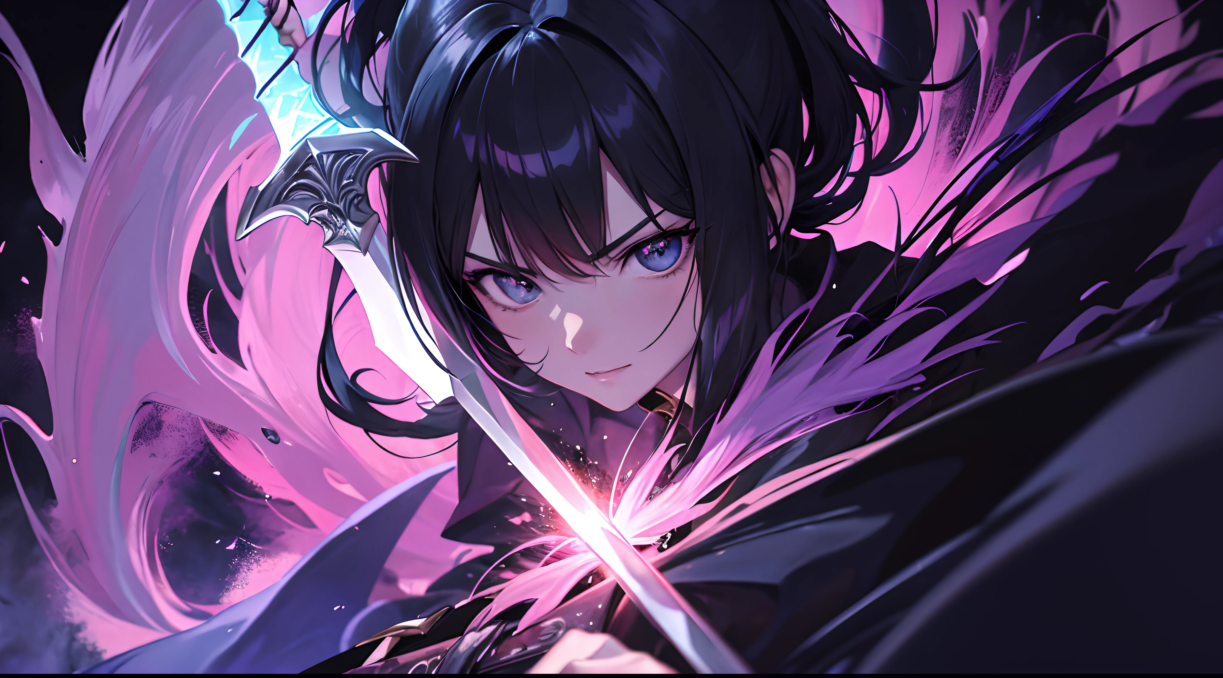 Close-up of a person holding a sword in front of a demon., anime badass 8 k, anime wallpaper 4k, anime wallpaper 4k, anime wallpaper 4 k, manga wallpaper 4 k, Anime art wallpaper 4 k, Anime art wallpaper 4k, anime style 4k, anime wallpaper, Epic anime artwork, Anime art wallpaper 8 k, hd anime wallpaper