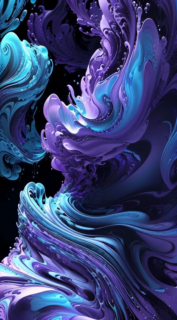 a close up of a purple and blue liquid painting on a black background, intricate flowing paint, glossy digital painting, swirling paint, digital art 4k unsettling, 4k highly detailed digital art, swirling liquids, intricate digital painting, abstract liquid, digital art 4k, digital art 4 k, digital artwork 4 k, abstract, mind-bending digital art