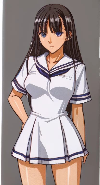 Mizushima Asa, who has big breasts and beautiful legs, is standing on the station platform in a miniskirt uniform.。