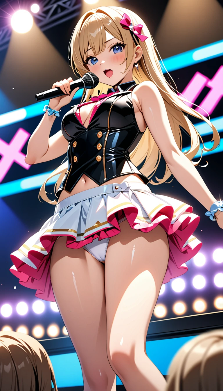 (Masterpiece、Highest quality、Very detailed、4K)、One Woman、Super short skirt、Panties、Idol