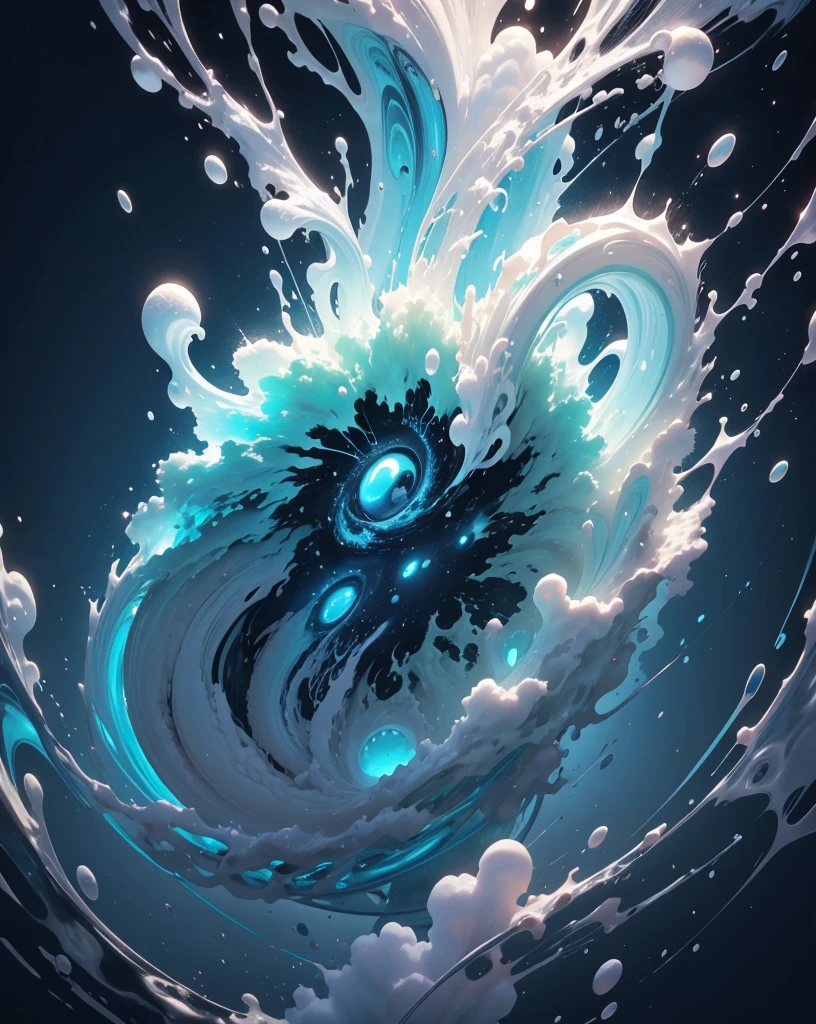 a close up of a white and mint liquid painting on a black background, intricate flowing paint, glossy digital painting, swirling paint, digital art 4k unsettling, 4k highly detailed digital art, swirling liquids, intricate digital painting, abstract liquid, digital art 4k, digital art 4 k, digital artwork 4 k, abstract, mind-bending digital art