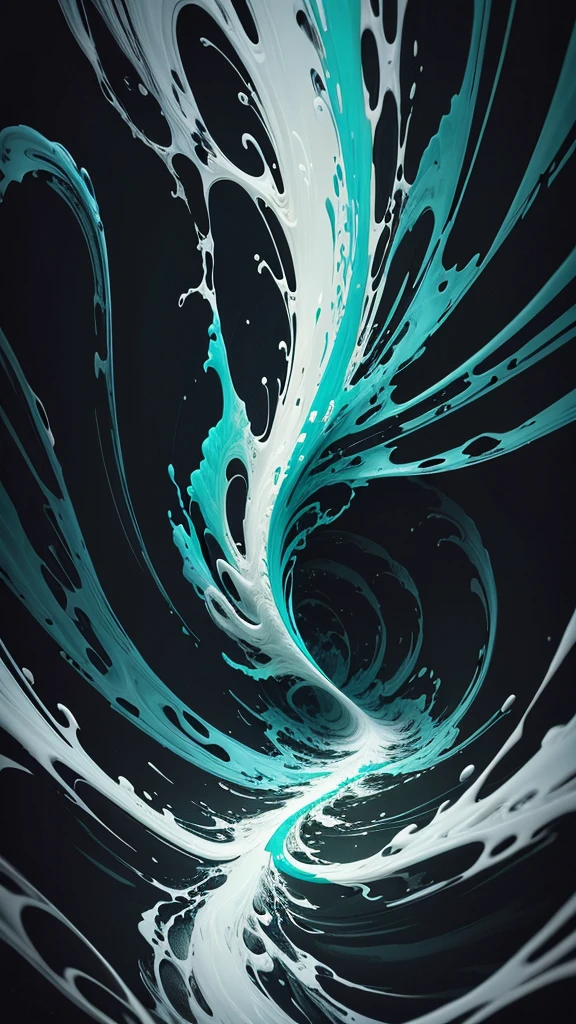 a close up of a white and mint liquid painting on a black background, intricate flowing paint, glossy digital painting, swirling paint, digital art 4k unsettling, 4k highly detailed digital art, swirling liquids, intricate digital painting, abstract liquid, digital art 4k, digital art 4 k, digital artwork 4 k, abstract, mind-bending digital art