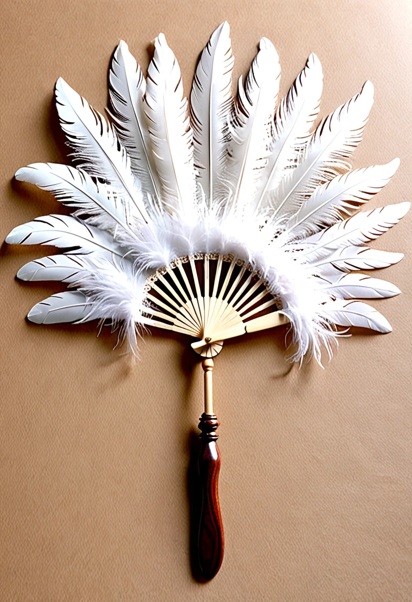 （Handle Feather Fan)、（Wooden handle）、（（（It is made of many feathers）））、（（（I can&#39;t see the metal fittings）））