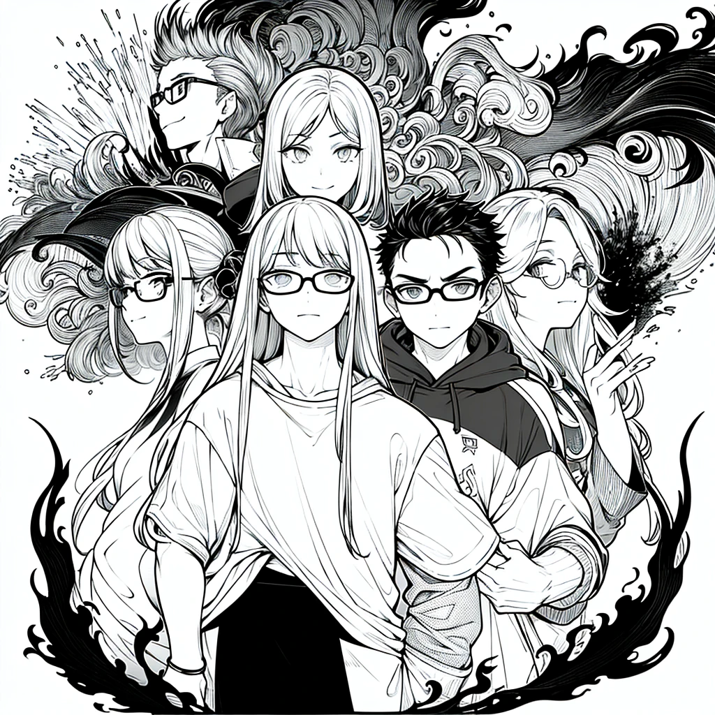 masterpiece, best quality, glasses, man, Serious look, casual hoodie, boy, ( There is only one person ), smile, black flames around