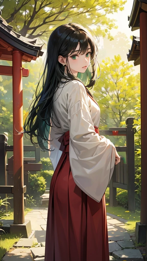 background only:2.0),(no one here),in the shrine,,afternoon,mysterious,Japanese garden,Delicate atmosphere,Green sun,(absurdres, highres, ultra detailed),masterpiece,best quality,high resolution,8k