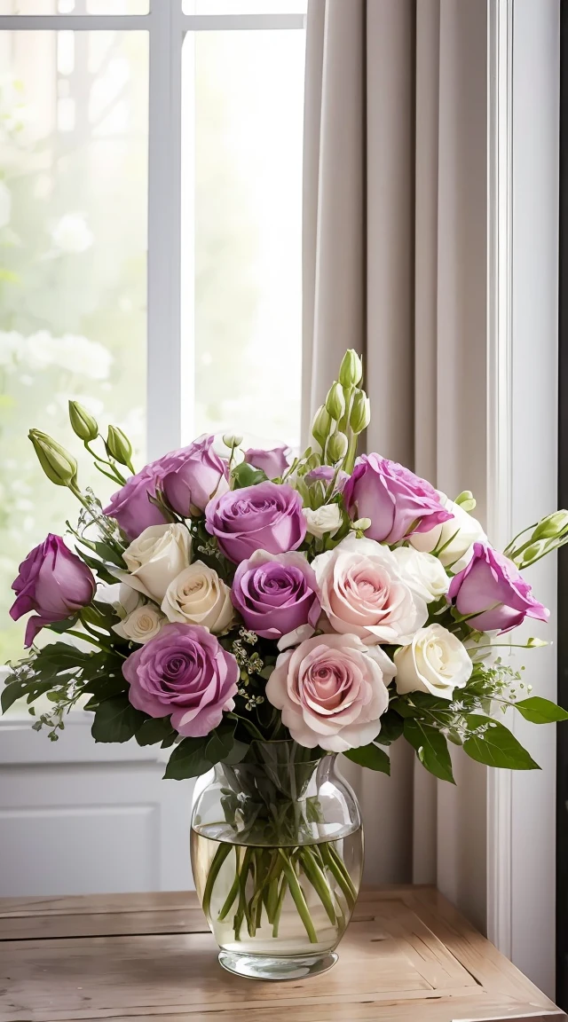 ,fleur, Lisianthus ,dans le style du rose clair et de l'azur clair, compositions rêveuses et romantiques, light pink, ethereal foliage, arrangements ludiques,fantaisie, high contrast, coups d'encre, explosion, surexposition, impression de tons violets et rouges , abstrait, ((aquarelle de John Berkey et Jeremy Mann )) coups de pinceau, negative space,
