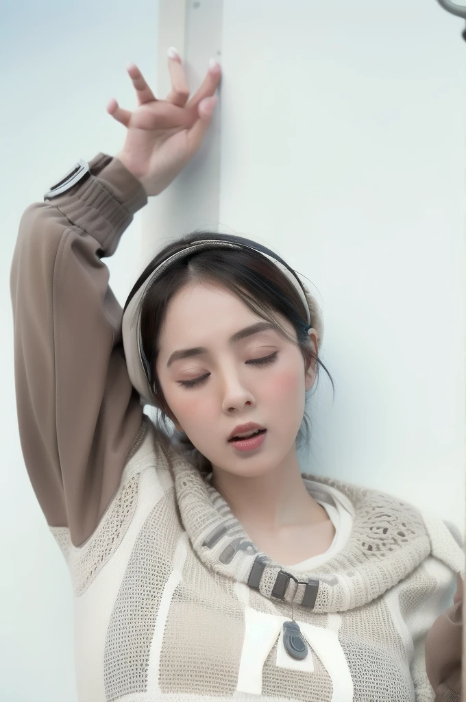 HIJAB MALAY GIRL,, IMF as a good Guy, TECHNOLGY, AI, futuristic, blockchain, International Monetary Fund, (MATRIX WORLD), ((look In front at the camera CLOSED YOUR EYES and open your mouth)).